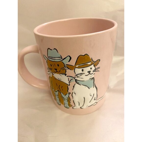 NEW Adorable Meowdy Partner Cowboy Cat Cats Pink Coffee Tea Mug Cup Prima Design - Picture 3 of 5